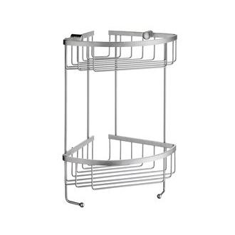 Smedbo DS2031 7 5/8 in. Wall Mounted Double Level Corner Basket in Brushed Chrome from the Sideline Collection